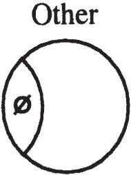 A shaded circle is labeled Other, with a small unshaded section. Inside the unshaded portion, a symbol resembling a circle with a diagonal line through it (ø) is placed.