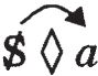 An arrow curves above and points from S to a, which are placed side by side with a diamond shape between them.